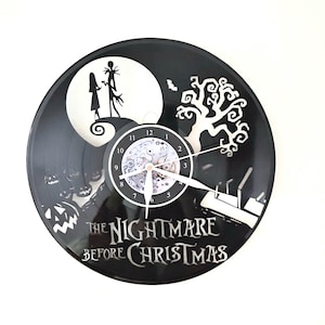 Nightmare before the christmas vinyl wall clock nightmare gift idea Tim Burton wall art ghotic movie wall decor