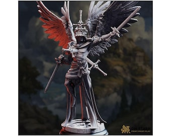 Angel of Death - Caerian the Inevitable -Aasimar Fighter - D&D | PF2e | TTRPG - 3D Printed Resin - Paint Ready Mini