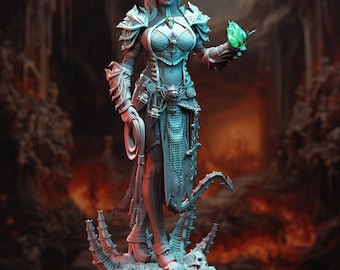 Tiefling Fiend Warlock - Skardi of the Third - Tiefling Warlock - D&D | PF2e | TTRPG - 3D Printed Resin - Paint Ready Mini