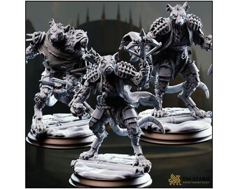 Rat Vermin Grunts x3 Miniature - Scabbers - D&D | PF2e | TTRPG - 3D Printed Resin