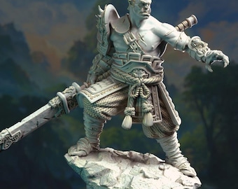 Orc Mestre de Batalha Guerreiro - Bao Long - Guerreiro Orc - D&D | PF2e | RPG de Mesa - Miniatura impressa em 3D em resina - Pronta para pintar