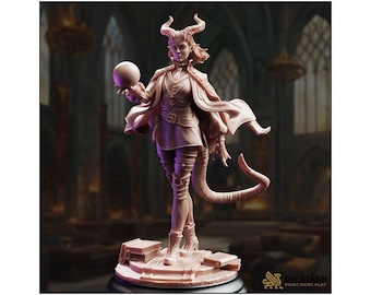 Tiefling Enchantment Sorceress - Ivy Dupré -Tiefling Sorceress - D&D | PF2e | TTRPG - 3D Printed Resin - Paint Ready Mini