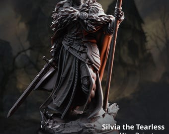 War Priestess - Silvia the Tearless -Human Cleric - D&D | PF2e | TTRPG - 3D Printed Resin - Paint Ready Mini