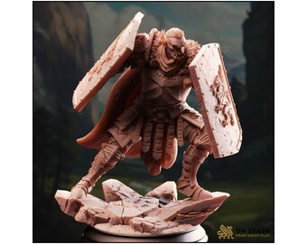 Orc Vanguard - Trenon Two Shields -Orc Vanguard - D&D PF2e - Paint Ready Mini