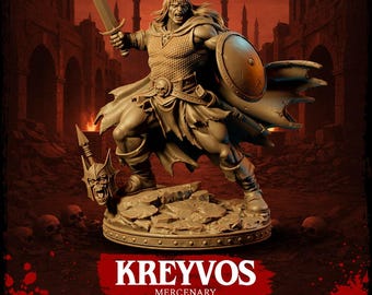 Barbarian - Kreyvos - Barbarian - D&D | PF2e | TTRPG - 3D Printed Resin - Paint Ready Mini