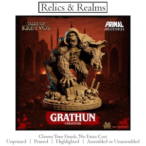 Deus Macaco - Grathun - Contos de Kreyvos - D&D | PF2e | RPG de Mesa - Miniatura impressa em 3D em resina, pronta para pintar