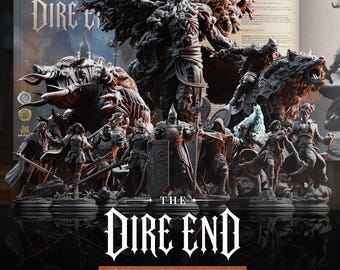 21 Paint-Ready Resin Minis + FDM Village Terrain + Digital Campaign  | The Dire End Grimdark Plague Bundle | 3D Printed TTRPG D&D Miniatures