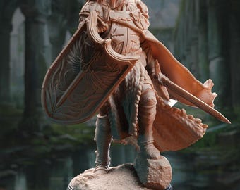 Paladino Humano - Caedes - Paladino Humano - D&D | PF2e | RPG de Mesa - Miniatura impressa em 3D em resina - Pronta para pintar