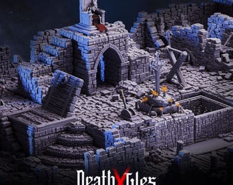 Death x Tiles Dungeon 2 tiles — 3D Printed Modular Dungeon Terrain | FDM | Zenithal Primed | 28mm/32mm | D&D, Pathfinder, TTRPG