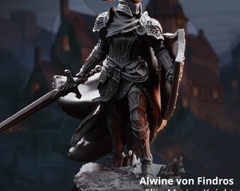 Alwine von Findros - Elite Marine Knight -Knight - D&D PF2e - Paint Ready Mini