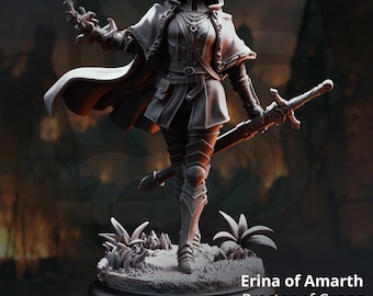 Spellknight Defender - Erina of Amarth -Human Fighter - D&D | PF2e | TTRPG - 3D Printed Resin - Paint Ready Mini