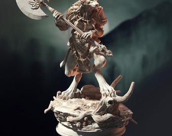 Werewolf Barbarian - Ariana Grey - Werewolf Barbarian - D&D | PF2e | TTRPG - 3D Printed Resin - Paint Ready Mini