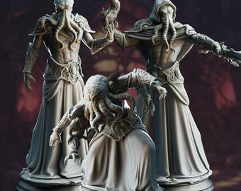 Devorador de Mentes - Devoradores Ascendidos de Hendrak - Devorador de Mentes - D&D | PF2e | RPG de Mesa - Resina Impressa em 3D - 3 Miniaturas Prontas para Pintura