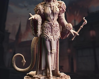 Tiefling Sorceress - Madame Octavia - Tiefling Sorceress - D&D | PF2e | TTRPG - 3D Printed Resin - Paint Ready Mini