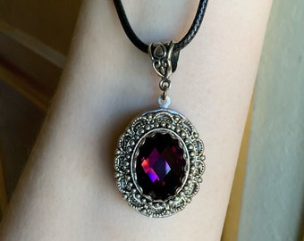Amethyst Silver Locket The Secret Garden Fairy Fantasy Inspired Gift for Women