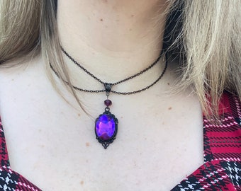 Gothic Dark Fairy Choker, Rhinestone Necklace, Gift for Women