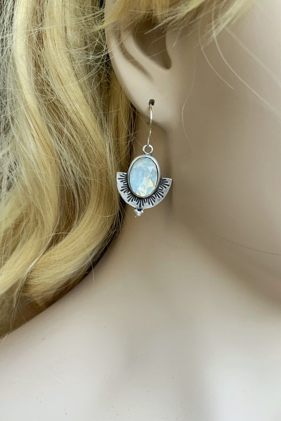 Boucles D'oreilles Art Déco Weiss Strass Et Argent - Modèle Clips Argenté, Occasion