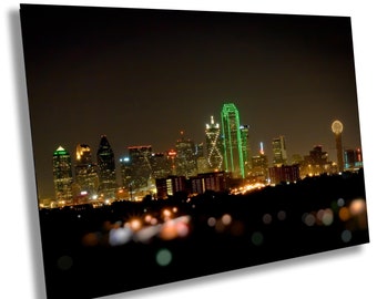 Dallas Skyline Print – Reunion Tower Night Photography, Texas Cityscape Wall Art