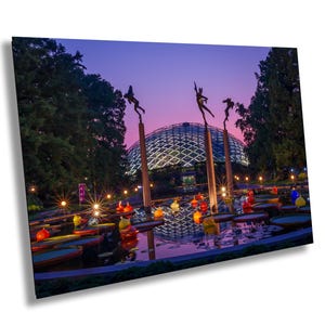 Klimatron bei Sonnenuntergang - Missouri Botanischer Garten Nacht Have Park St. Louis Stadt Landschaft Fotografie Geschenk Wand Kunst Druck / Leinwand / Acryl / Metall