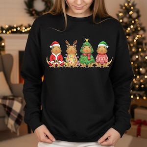 Sudadera navideña de dragón barbudo, suéter navideño divertido de lagarto, regalo para amantes de los reptiles, linda camiseta navideña de dragón barbudo