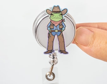 Cowboy Frog Acrylic Badge Reel, Western ID Holder