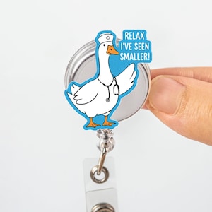 Funny Nurse Badge Reel, Goose ID Holder, Hospital Humor Clip, Medical Badge Accessory, RN Gift, Doctor Office Lanyard