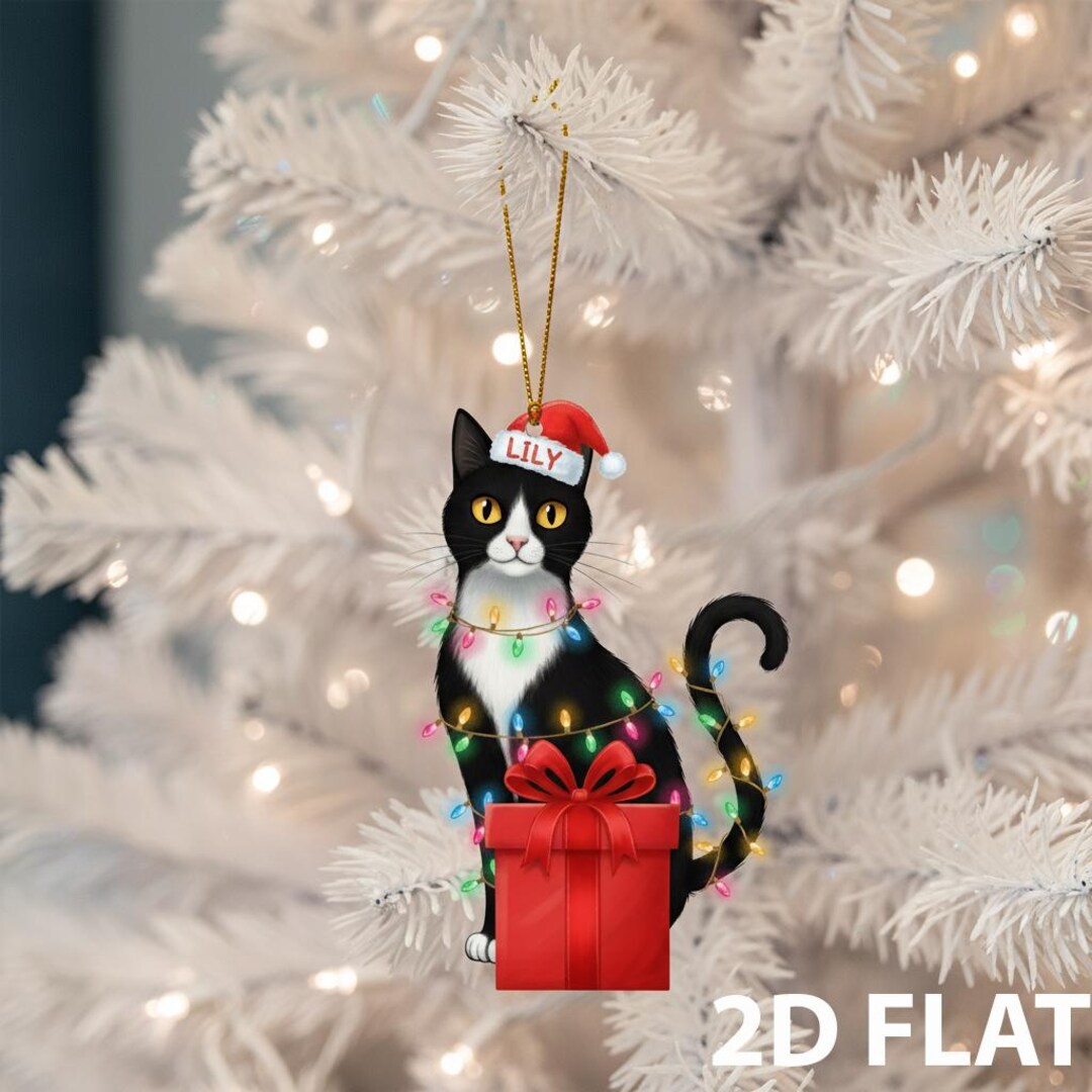 Personalized Tuxedo Cat Christmas Ornament, Pet Gift, Custom Tuxedo ...