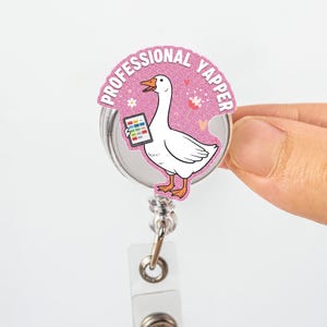 Speech Therapist Badge Reel, Funny Goose ID Clip, Professional Yapper Gift, SLP Badge Holder, Silly Goose Work Accessory