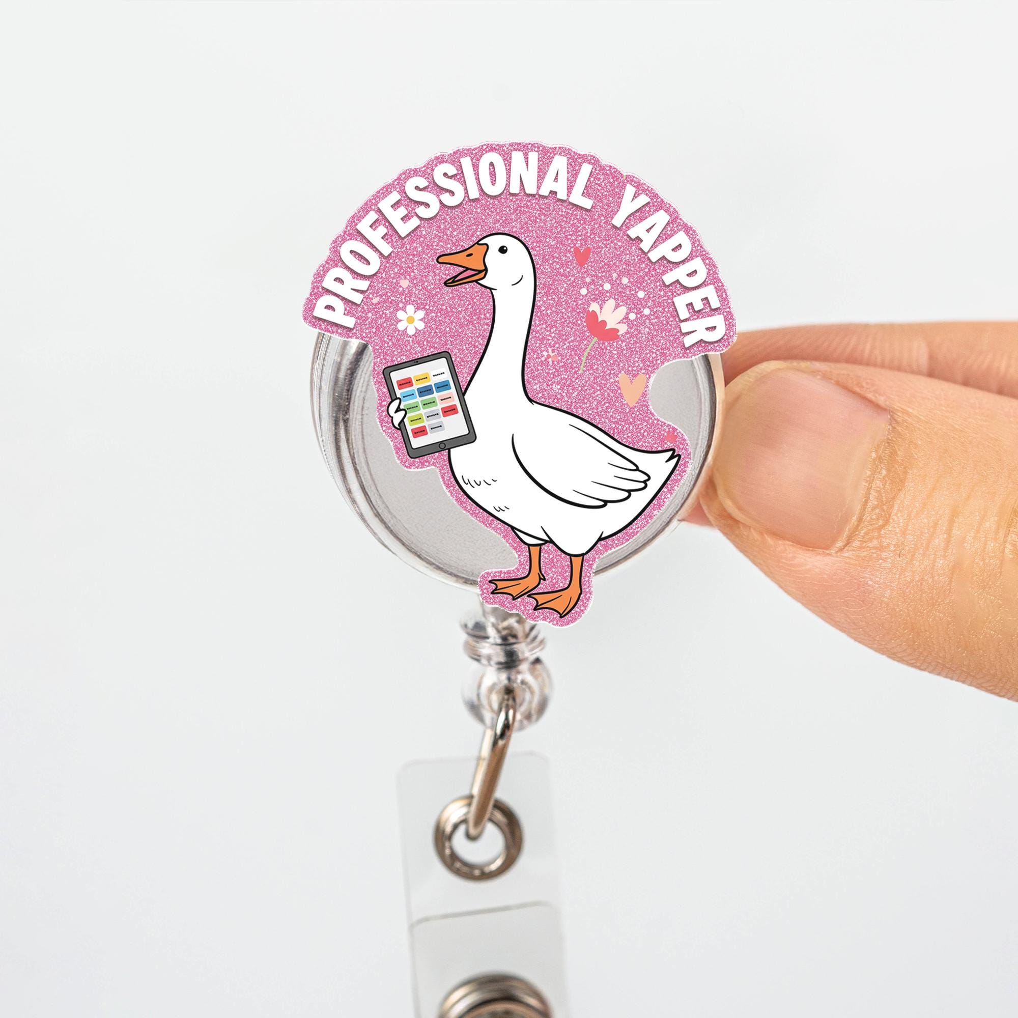 Funny Goose Acrylic Badge Reel, Speech Therapist Gift - Etsy