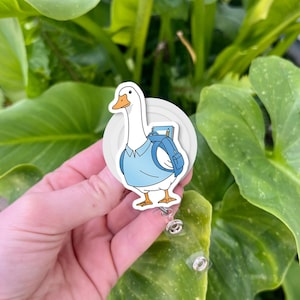 Bobine d'insigne d'oie pour la rentrée des classes - Enseignant oie avec porte-carte d'identité pour sac à dos, cadeau amusant pour la classe, joli clip pour badge pour le personnel et les étudiants