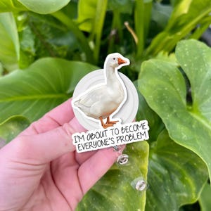 Funny Goose Badge Reel – “I’m About to Become Everyone’s Problem” ID Holder – Hilarious Gift for Nurses, Techs, Teachers, or Coworkers