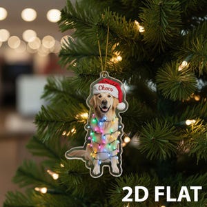 Personalized Golden Retriever Christmas 2D FLAT Ornament, Dog Lover Xmas Decor, Custom Name Pet Ornament, Holiday Gift for Dog Owners
