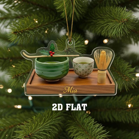 カスタム抹茶2Dフラットオーナメント、パーソナライズされた日本の茶道