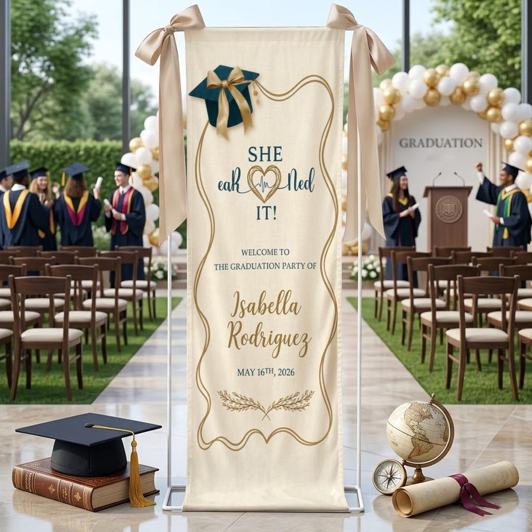 Spring Graduation Linen Graduation Linen Sign, Custom Grad Party Banner, Class of 2026 Decor - Etsy