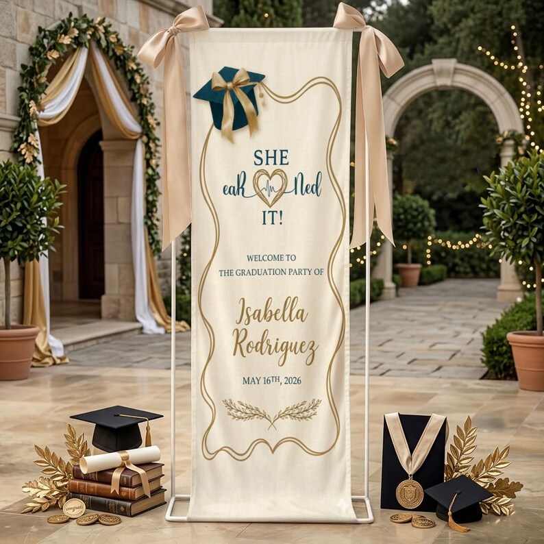 Spring Graduation Linen Graduation Linen Sign, Custom Grad Party Banner, Class of 2026 Decor - Etsy