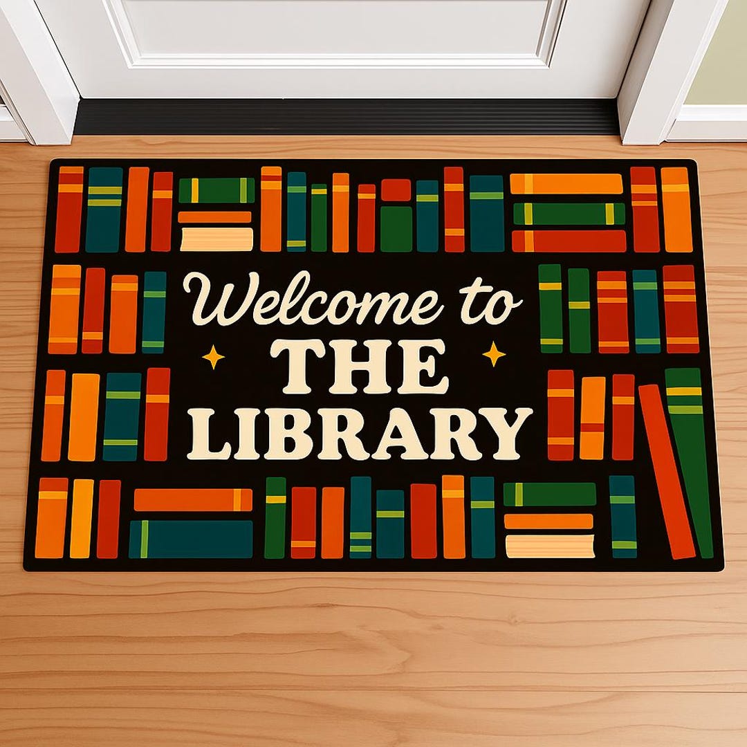 Library Welcome Mat Library Welcome Doormat, Book Lover Reading Room Decor - Etsy