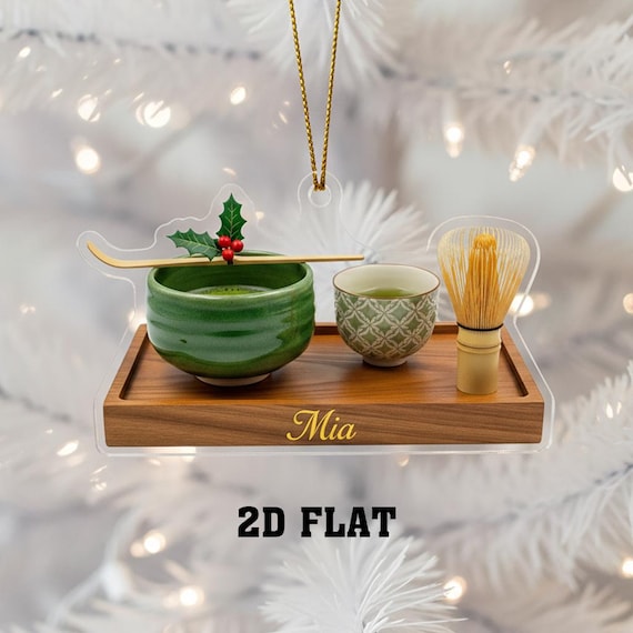 カスタム抹茶2Dフラットオーナメント、パーソナライズされた日本の茶道