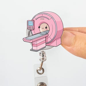 Cute MRI Machine Badge Reel, Radiology Tech ID Holder, Kawaii Medical Badge, Retractable Name Tag for Healthcare Workers, Rad tech Gift