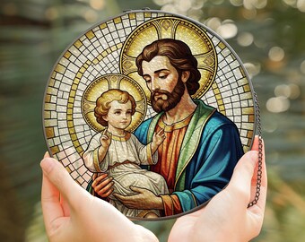 St. Joseph and Baby Jesus Suncatcher – Catholic Window Decor
