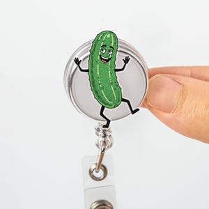 Bobine de badge cornichon dansant, support pour carte d'identité d'infirmière drôle, clip végétarien mignon, badge cornichon idiot, accessoire de travail médical, cadeau pour collègue