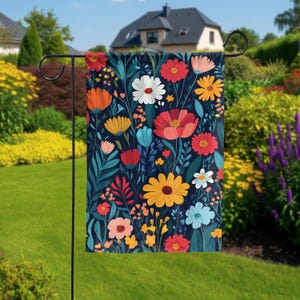 Flower Market Garden Flag, Botanical Matisse Yard Decor, Boho Summer House Banner with Flower Aesthetic, Gardener Gift, Wildflower Flag