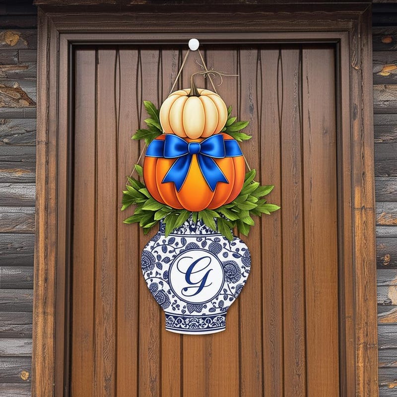 Chinoiserie Pumpkin Door Hanger main image 1