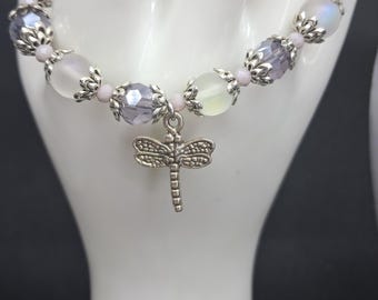 Dragonfly Charm Bracelet | Charm Bracelet | Witchy Charm Bracelet | Purple Beaded Bracelet | Handmade Bracelets | Gifts For Her | Alt