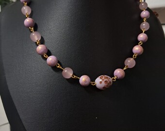 Boho Purple & Gold Choker | 18k Gold Plated Choker | Light Purple Necklace, Handmade Jewelry | Lavender Beaded Choker | Gifts For Her