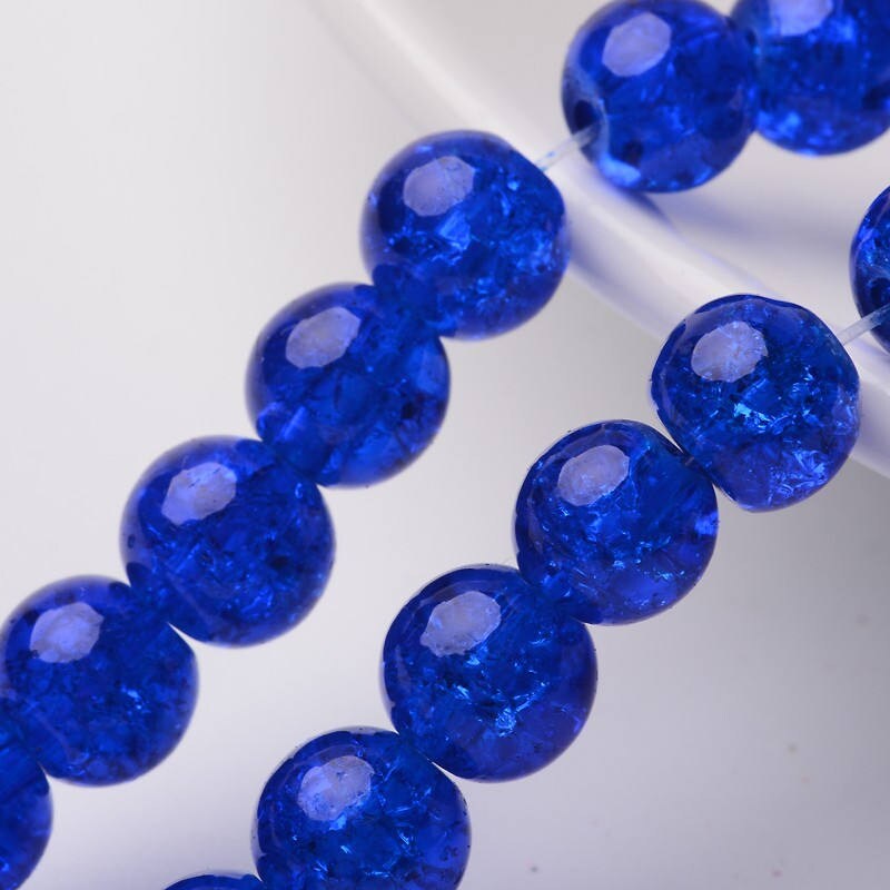 Dark Blue Cracked Glass Beads 8mm Sold per strand Etsy