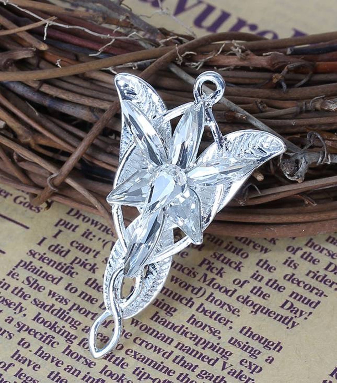 Collier Pendentif Fantaisie Ancien - Bijou Vintage Argenté, Occasion, Style Rétro