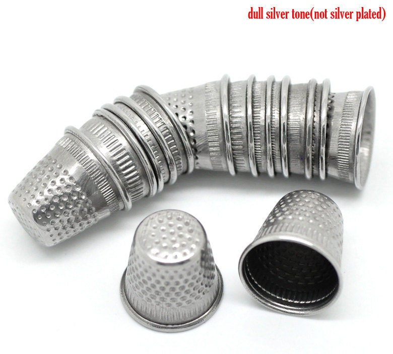 Silver Metal Thimble Leather Thimbles for Hand Sewing Hand-Working