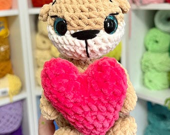 Handmade Crochet Otter Love Weighted Plushie – Soft, Cuddly Comfort with a Heartfelt Hug!