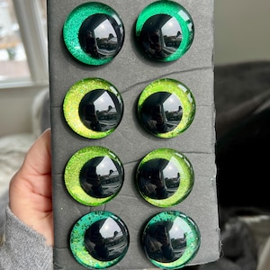 Enchanted Green 3D Sinker Safety Eyes: Emerald, Lime, Glitter for Amigurumi image 2