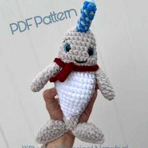 Willy the Whimsical Narwhal Crochet Pattern PDF– Amigurumi Narwhal Plush DIY